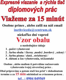 Viazanie bakalárskych prác Prešov