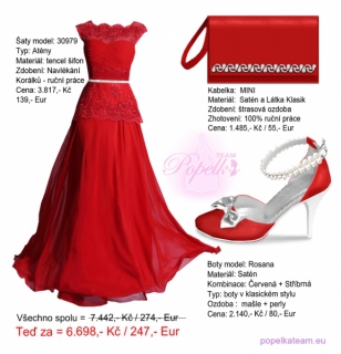 Plesové spoločenské šaty - červená