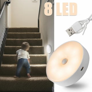 Nočné svetlo s 8 LED svetlami, čidlom pohybu a usb nabíjaním!