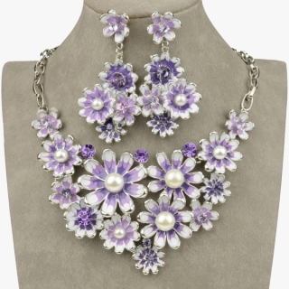 krásna sada náhrdelník+ náušnice - fialová