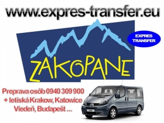 0940 309 900 POPRAD / VYSOKÉ TATRY - ZAKOPANE, letisko KRAKOW preprava