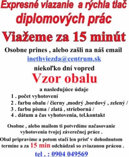 Bakalárky Prešov- Viazanie bakalárskych prác