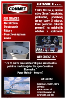 Metalizácia, povrchová úprava kovov, pieskovanie, nátery,...