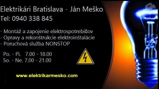 Elektrikári Bratislava - elektroinštalačné práce od A po Z