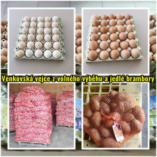 Venkovská vejce z volného výběhu a jedlé brambory 15 kg