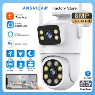 4K 8MP Tuya Dual Lens PTZ WIFI kamera Full HD Dual Screen